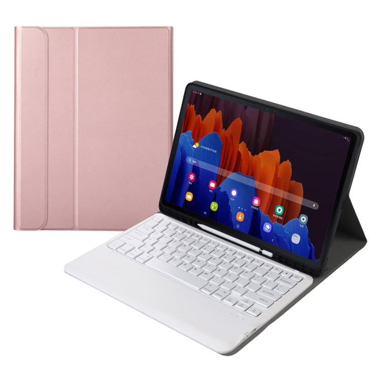 A970B Detachable Bluetooth Keyboard Ultrathin Horizontal Flip Leather Tablet Case with Pen Slot for Samsung Galaxy Tab S7 FE T730 / T736 / S7+ T970 / T975 / T976(Rose Gold) - Samsung Keyboard by PMC Jewellery | Online Shopping South Africa | PMC Jewellery