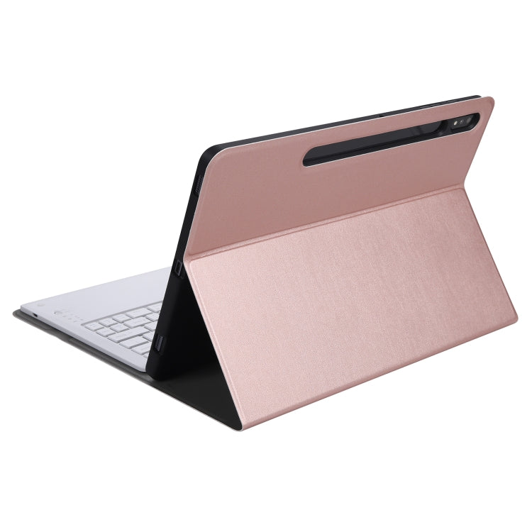 A970B Detachable Bluetooth Keyboard Ultrathin Horizontal Flip Leather Tablet Case with Pen Slot for Samsung Galaxy Tab S7 FE T730 / T736 / S7+ T970 / T975 / T976(Rose Gold) - Samsung Keyboard by PMC Jewellery | Online Shopping South Africa | PMC Jewellery