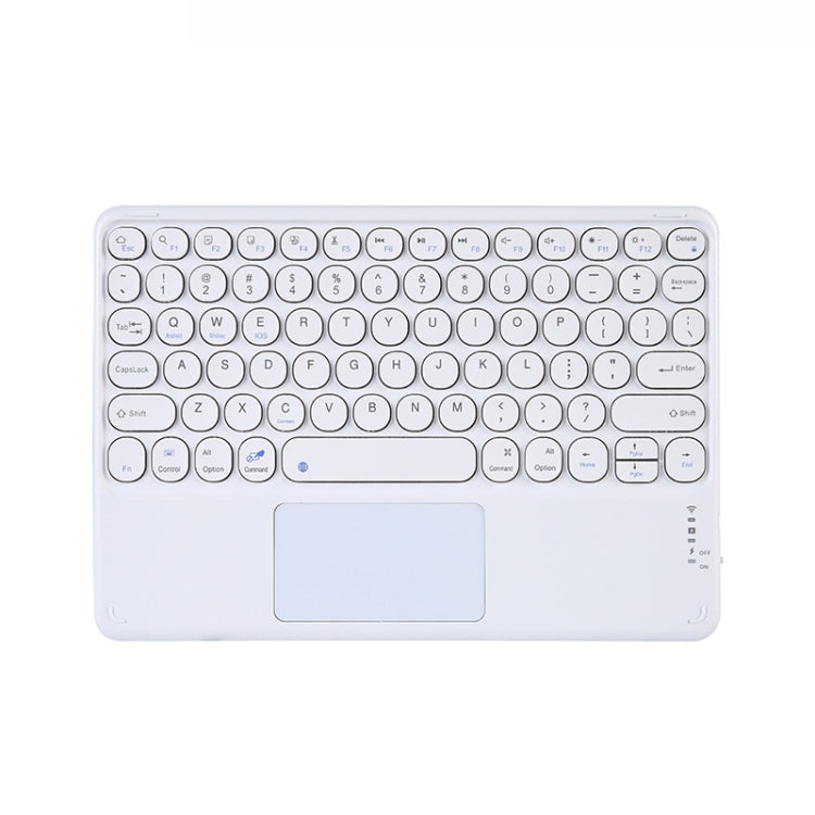 250C 10 inch Universal Tablet Round Keycap Wireless Bluetooth Keyboard with Touch Panel (White) - Universal Keyboard by PMC Jewellery | Online Shopping South Africa | PMC Jewellery