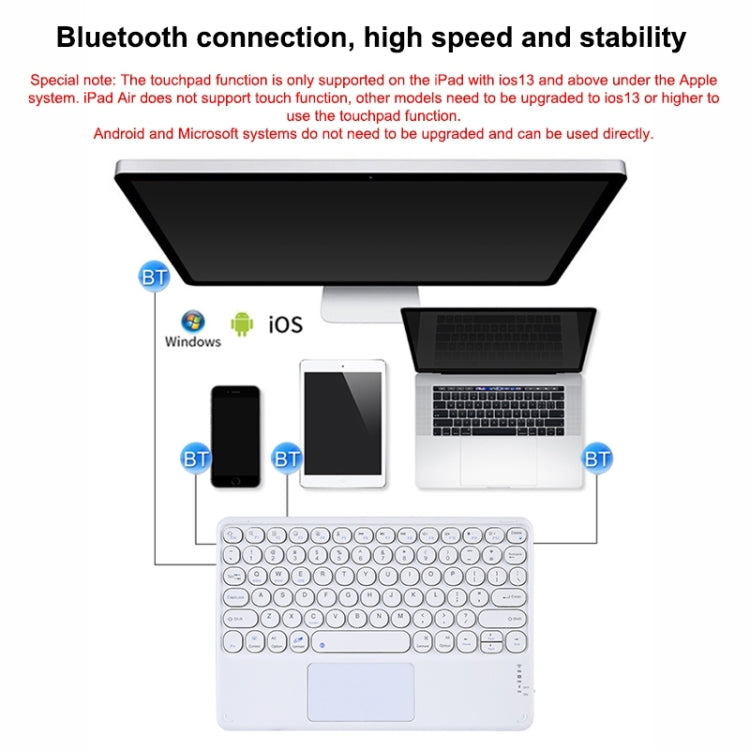 250C 10 inch Universal Tablet Round Keycap Wireless Bluetooth Keyboard with Touch Panel (Green) - Universal Keyboard by PMC Jewellery | Online Shopping South Africa | PMC Jewellery