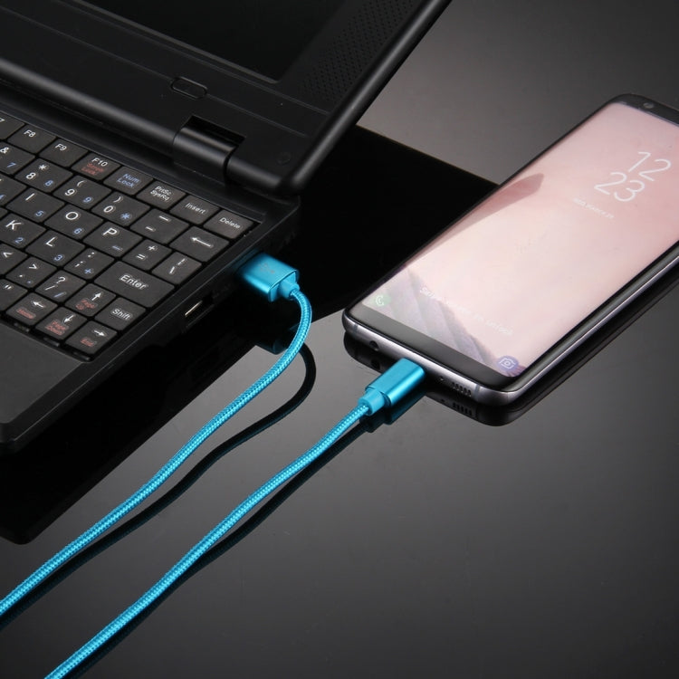 Knit Texture USB to USB-C / Type-C Data Sync Charging Cable, Cable Length: 2m, 3A Output(Blue) - USB-C & Type-C Cable by PMC TechLife | Online Shopping South Africa | PMC TechLife | Buy Now Pay Later Mobicred
