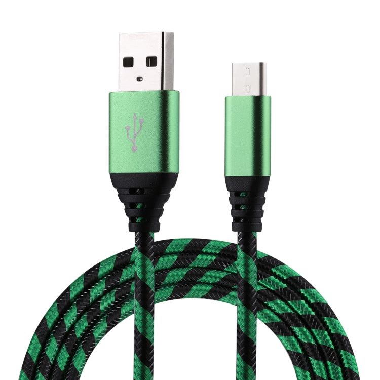 1m USB to USB-C / Type-C Nylon Weave Style Data Sync Charging Cable(Green) - USB-C & Type-C Cable by PMC Jewellery | Online Shopping South Africa | PMC Jewellery | Buy Now Pay Later Mobicred