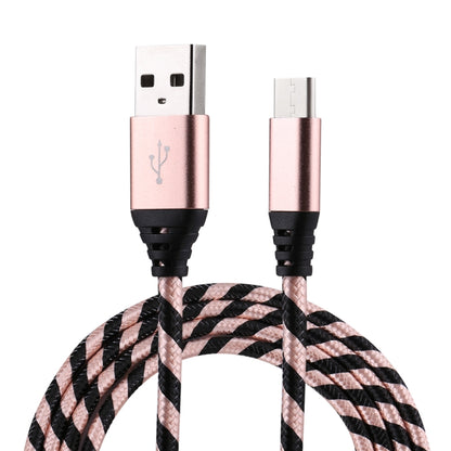 1m USB to USB-C / Type-C Nylon Weave Style Data Sync Charging Cable(Rose Gold) - USB-C & Type-C Cable by PMC Jewellery | Online Shopping South Africa | PMC Jewellery | Buy Now Pay Later Mobicred