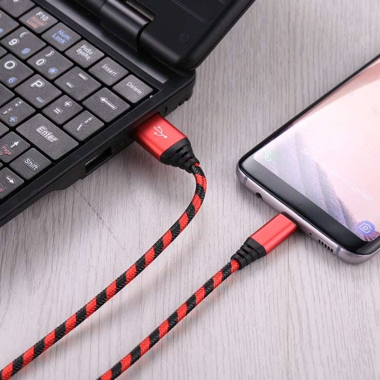 1m USB to USB-C / Type-C Nylon Weave Style Data Sync Charging Cable(Red) - USB-C & Type-C Cable by PMC Jewellery | Online Shopping South Africa | PMC Jewellery | Buy Now Pay Later Mobicred