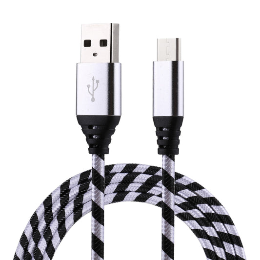 1m USB to USB-C / Type-C Nylon Weave Style Data Sync Charging Cable(Silver) - USB-C & Type-C Cable by PMC Jewellery | Online Shopping South Africa | PMC Jewellery | Buy Now Pay Later Mobicred