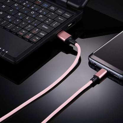 1m 2A Output USB to USB-C / Type-C Nylon Weave Style Data Sync Charging Cable(Pink) - USB-C & Type-C Cable by PMC Jewellery | Online Shopping South Africa | PMC Jewellery | Buy Now Pay Later Mobicred