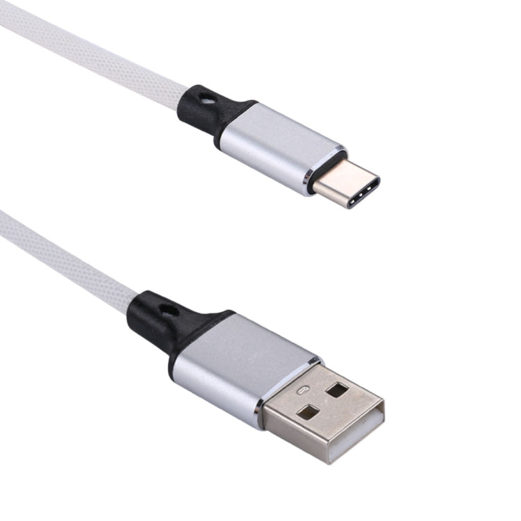 1m 2A Output USB to USB-C / Type-C Nylon Weave Style Data Sync Charging Cable(White) - USB-C & Type-C Cable by PMC Jewellery | Online Shopping South Africa | PMC Jewellery | Buy Now Pay Later Mobicred