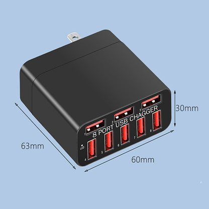 WLX-82 40W Max 8 Ports USB Charger Adapter, US Plug(Black) - USB Charger by PMC Jewellery | Online Shopping South Africa | PMC Jewellery | Buy Now Pay Later Mobicred