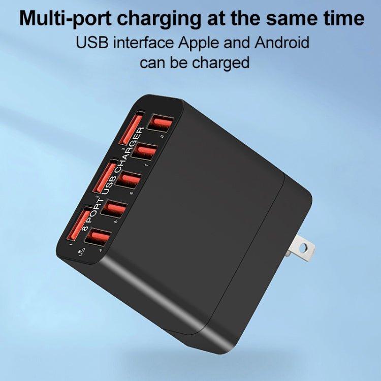 WLX-82 40W Max 8 Ports USB Charger Adapter, US Plug(Black) - USB Charger by PMC Jewellery | Online Shopping South Africa | PMC Jewellery | Buy Now Pay Later Mobicred