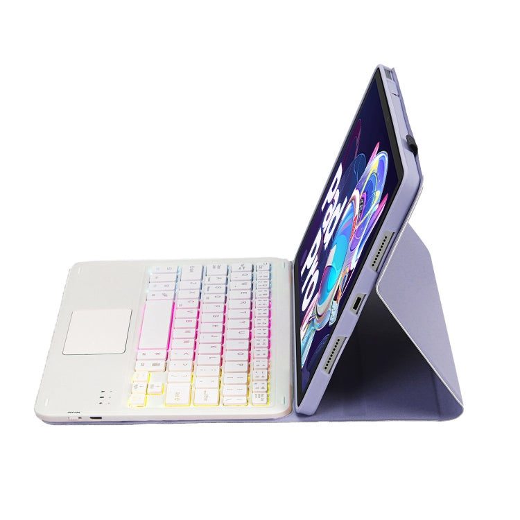 AM20-AS Lambskin Texture Backlight Bluetooth Touch Keyboard Leather Tablet Case For Lenovo Xiaoxin Pad 2022 10.6 inch/Tab M10 Plus 10.6 3rd Gen 2022(Purple) - Lenovo Keyboard by PMC TechLife | Online Shopping South Africa | PMC TechLife