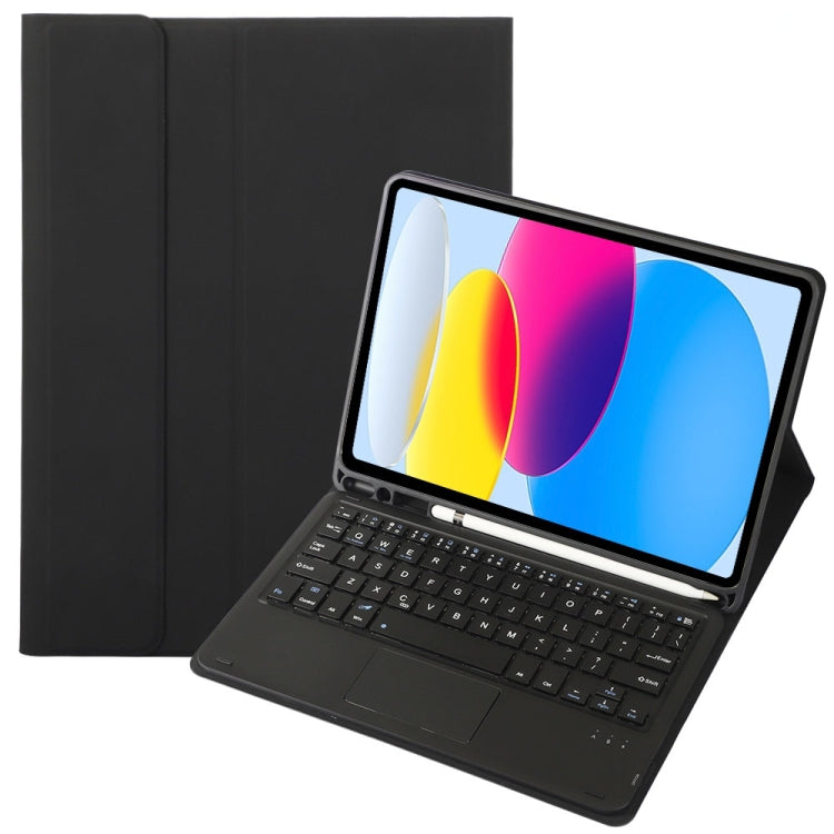 For iPad 10th Gen 10.9 2022 A10B-A Lambskin Texture Bluetooth Touch Keyboard Leather Tablet Case with Pen Slot(Black) - Universal by PMC Jewellery | Online Shopping South Africa | PMC Jewellery