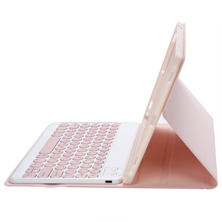 For iPad 10th Gen 10.9 2022 YA10B Lambskin Texture Bluetooth Keyboard Leather Tablet Case with Pen Slot (Pink) - Universal by PMC Jewellery | Online Shopping South Africa | PMC Jewellery