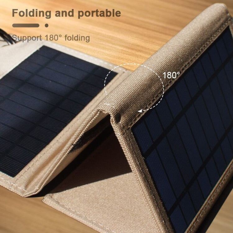 10W Monocrystalline Silicon Foldable Solar Panel Outdoor Charger with 5V Dual USB Ports (Khaki) - Charger by PMC Jewellery | Online Shopping South Africa | PMC Jewellery | Buy Now Pay Later Mobicred