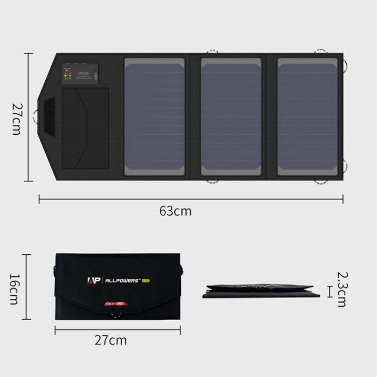 ALLPOWERS Solar Battery Charger Portable 5V 15W Dual USB+ Type-C Portable Solar Panel Charger Outdoors Foldable Solar Panel - Charger by PMC Jewellery | Online Shopping South Africa | PMC Jewellery | Buy Now Pay Later Mobicred