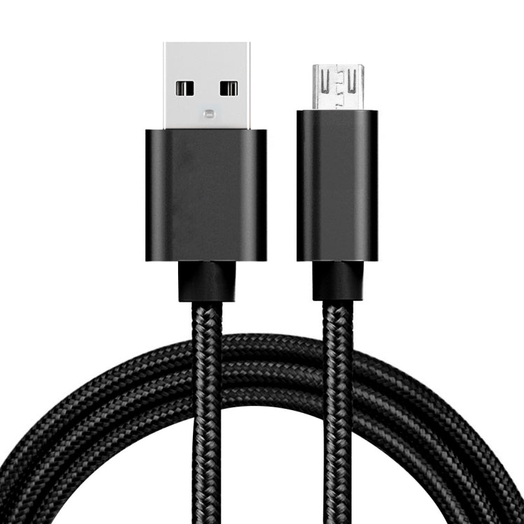 1m 3A Woven Style Metal Head Micro USB to USB Data / Charger Cable(Black) - Micro USB Cable by PMC Jewellery | Online Shopping South Africa | PMC Jewellery | Buy Now Pay Later Mobicred