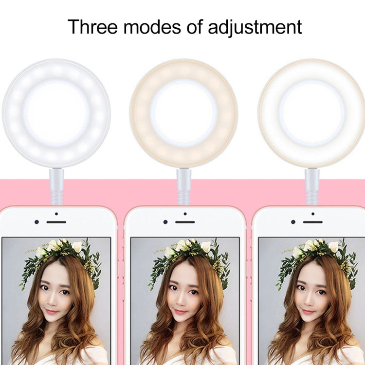 Clip Style Universal Cell Phone Holder Bracket Selfie Ring Light with 3-Color Light Adjustment, for Studio Recording, Live Broadcast, Live Show, KTV, etc.(White) - Selfie Light by PMC Jewellery | Online Shopping South Africa | PMC Jewellery | Buy Now Pay Later Mobicred