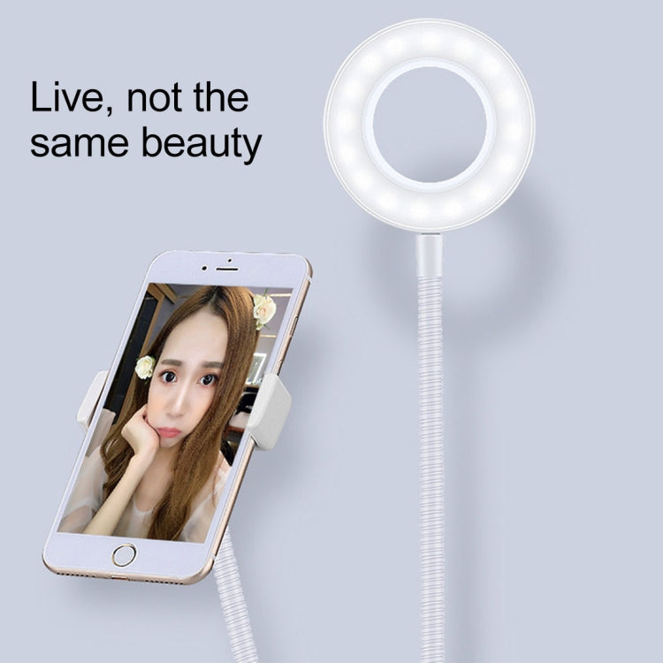 Universal Cell Phone Holder Bracket Selfie Ring Light with Microphone Clip & 3-Color Light Adjustment, for Studio Recording, Live Broadcast, Live Show, KTV, etc.(White) - Selfie Light by PMC Jewellery | Online Shopping South Africa | PMC Jewellery | Buy Now Pay Later Mobicred