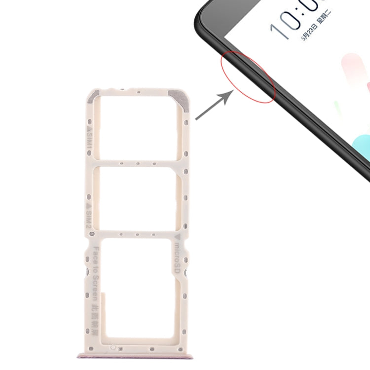 For OPPO A5 / A3s 2 x SIM Card Tray + Micro SD Card Tray (Purple) - Card Socket by PMc TechLife | Online Shopping South Africa | PMc TechLife | Buy Now Pay Later Mobicred