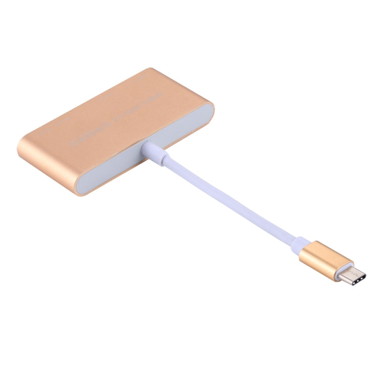 5 in 1 Micro SD + SD + USB 3.0 + USB 2.0 + Micro USB Port to USB-C / Type-C OTG COMBO Adapter Card Reader for Tablet, Smartphone, PC(Gold) - Cable & Adapters by PMC Jewellery | Online Shopping South Africa | PMC Jewellery | Buy Now Pay Later Mobicred