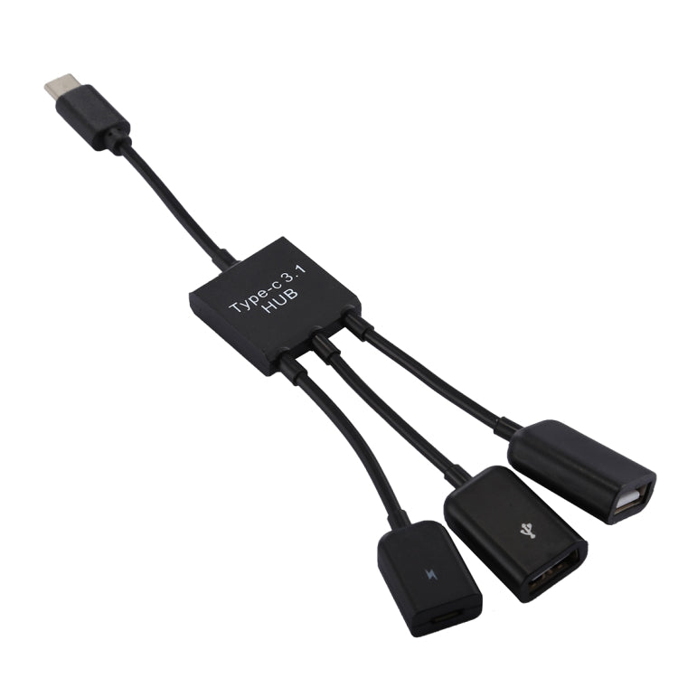 Portable USB-C / Type-C Male to Dual USB Ports Female + Micro USB Female Mini Cable Hub Splitter Adapter - USB HUB by PMC Jewellery | Online Shopping South Africa | PMC Jewellery | Buy Now Pay Later Mobicred