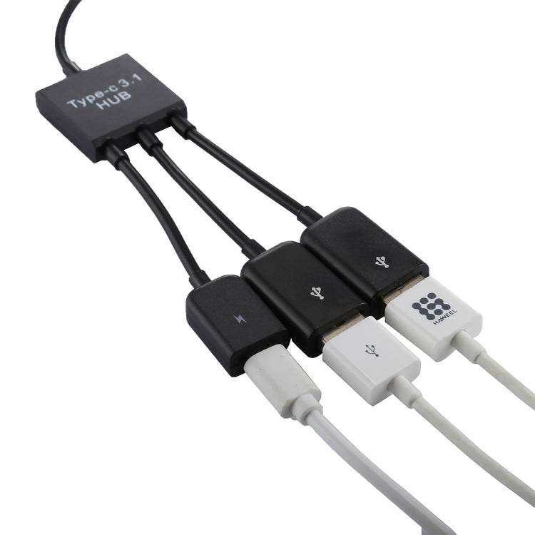 Portable USB-C / Type-C Male to Dual USB Ports Female + Micro USB Female Mini Cable Hub Splitter Adapter - USB HUB by PMC Jewellery | Online Shopping South Africa | PMC Jewellery | Buy Now Pay Later Mobicred