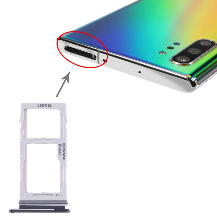 For Samsung Galaxy Note10+ SIM Card Tray + SIM Card Tray / Micro SD Card Tray (Black) - free shipping - PMc TechLife - Order now!