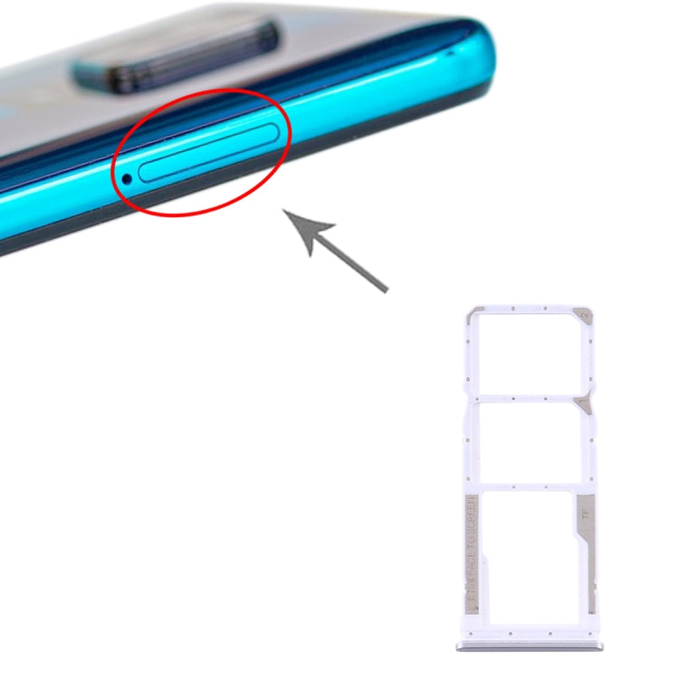 SIM Card Tray + SIM Card Tray + Micro SD Card Tray for Xiaomi Redmi Note 9S / Redmi Note 9 Pro Max / Redmi Note 9 Pro India / Note 10 Lite(Silver) - Card Tray by PMc TechLife | Online Shopping South Africa | PMc TechLife | Buy Now Pay Later Mobicred