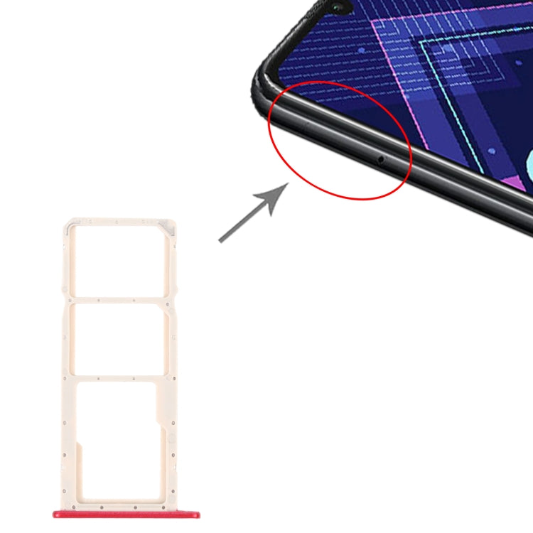 SIM Card Tray + SIM Card Tray + Micro SD Card Tray for Honor 8A 2020 (Red) - Card Socket by PMc TechLife | Online Shopping South Africa | PMc TechLife | Buy Now Pay Later Mobicred