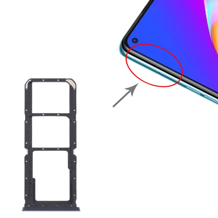 For OPPO A54 CPH2239 / A55 4G SIM Card Tray + SIM Card Tray + Micro SD Card Tray(Black) - Card Tray by PMc TechLife | Online Shopping South Africa | PMc TechLife | Buy Now Pay Later Mobicred