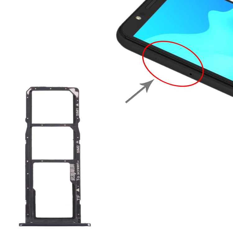 SIM Card Tray + SIM Card Tray + Micro SD Card Tray for Huawei Enjoy 8e (Black) - Card Socket by PMc TechLife | Online Shopping South Africa | PMc TechLife | Buy Now Pay Later Mobicred