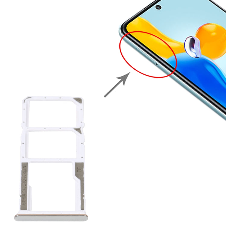 SIM Card Tray + SIM Card Tray + Micro SD Card Tray For Xiaomi Redmi Note 11S 5G (Silver) - Card Tray by PMc TechLife | Online Shopping South Africa | PMc TechLife | Buy Now Pay Later Mobicred