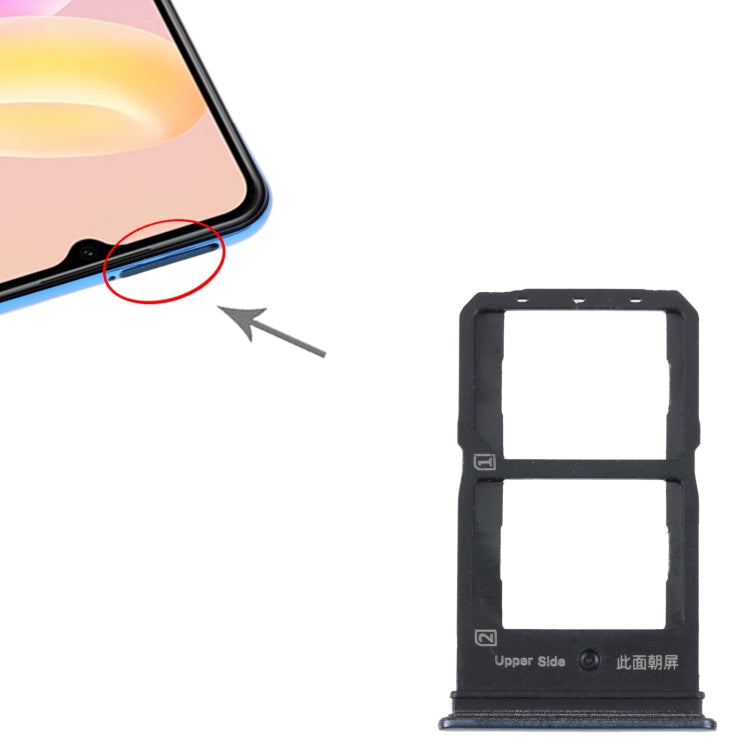 For vivo Y55S 5G SIM Card Tray + SIM Card Tray (Black) - Card Socket by PMc TechLife | Online Shopping South Africa | PMc TechLife | Buy Now Pay Later Mobicred