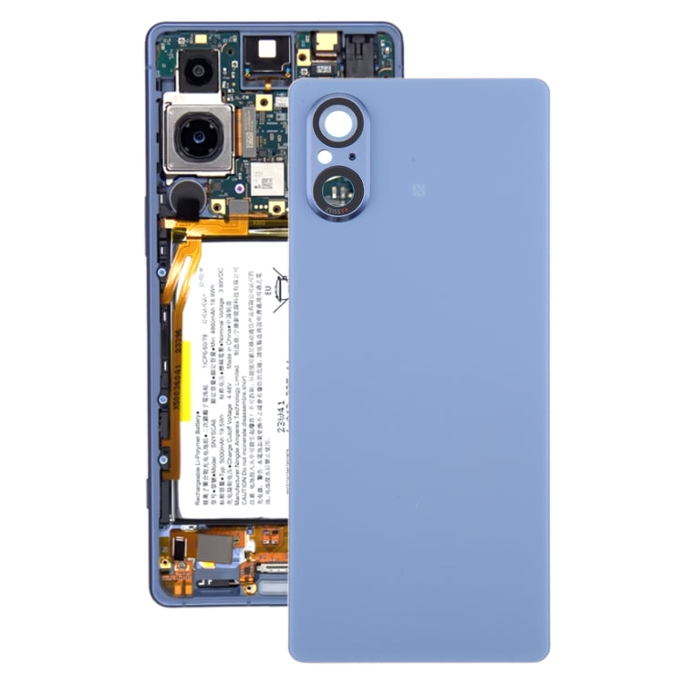 For Sony Xperia 5 V Battery Back Cover with Camera Lens Cover(Blue) - Back Cover by PMC Jewellery | Online Shopping South Africa | PMC Jewellery | Buy Now Pay Later Mobicred