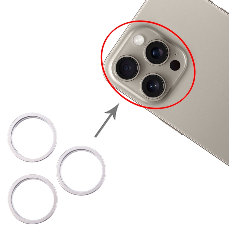 For iPhone 16 Pro Max 3pcs/set Rear Camera Glass Lens Metal Outside Protector Hoop Ring (Silver) -  by PMC Jewellery | Online Shopping South Africa | PMC Jewellery | Buy Now Pay Later Mobicred