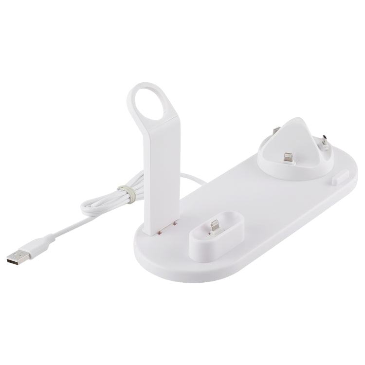 HQ-UD15 5 in 1 Micro USB + USB-C / Type-C + 8 Pin Interface Phone Charging Base with 8 Pin Earphone Charging Interface & Watch Stand, Without Wireless Charger(White) - Multifunction Charger by PMC Jewellery | Online Shopping South Africa | PMC Jewellery | Buy Now Pay Later Mobicred