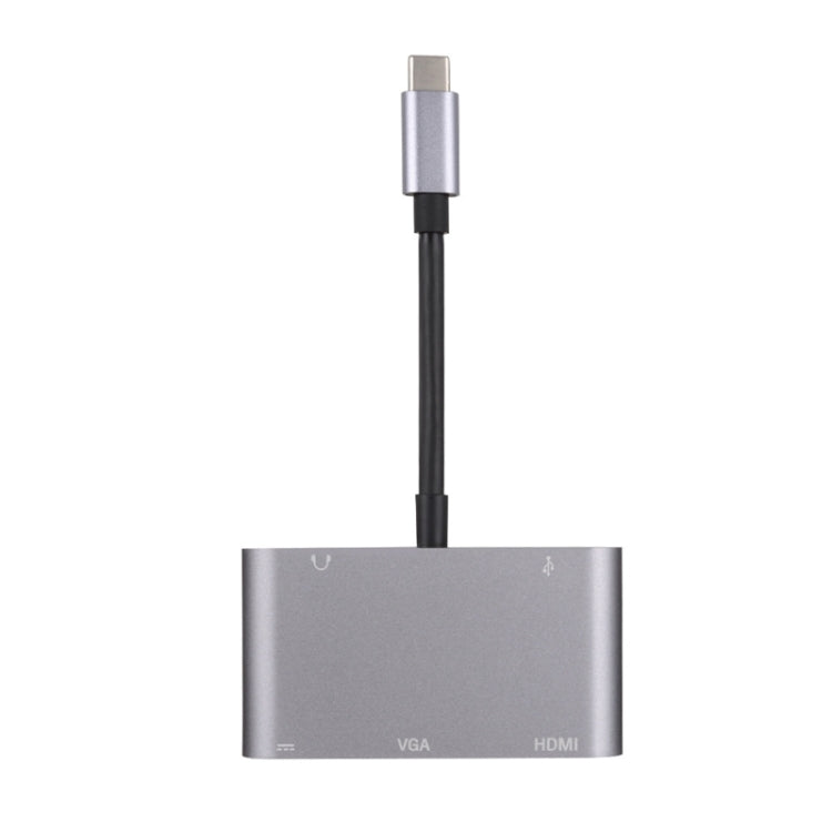 5 in 1 Type-C To HDMI + VGA + USB 3.0 + Audio Port + PD Port HUB Adapter(Grey) - USB HUB by PMC Jewellery | Online Shopping South Africa | PMC Jewellery | Buy Now Pay Later Mobicred