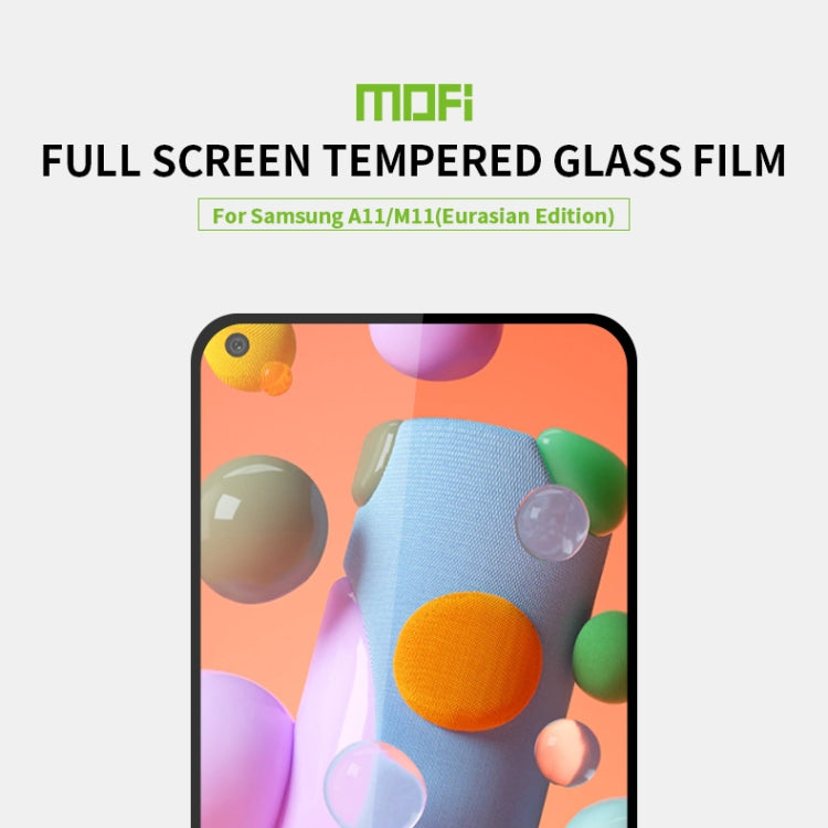 For Samsung Galaxy A11 / M11(EU) MOFI 9H 2.5D Full Screen Tempered Glass Film(Black) - Galaxy Tempered Glass by MOFI | Online Shopping South Africa | PMC Jewellery | Buy Now Pay Later Mobicred