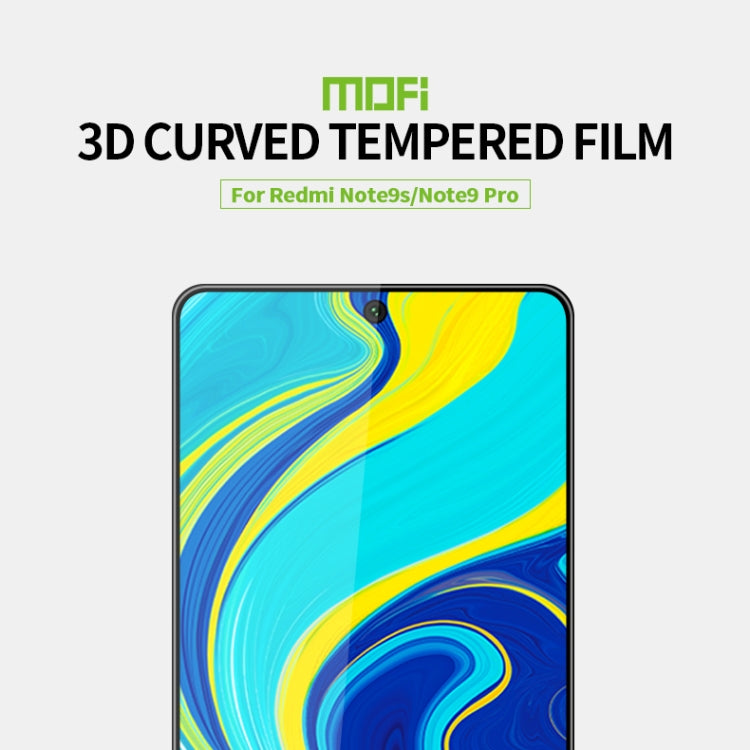 For Xiaomi Redmi Note 9S/Note 9 Pro MOFI 9H 3D Explosion-proof Curved Screen Tempered Glass Film(Black) -  by MOFI | Online Shopping South Africa | PMC TechLife | Buy Now Pay Later Mobicred