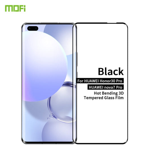 For Huawei Nova 7 Pro /Honor 30 Pro MOFI 9H 3D Explosion Proof Thermal Bending Full Screen Covered Tempered Glass Film(Black) - Huawei Tempered Glass by MOFI | Online Shopping South Africa | PMC Jewellery | Buy Now Pay Later Mobicred