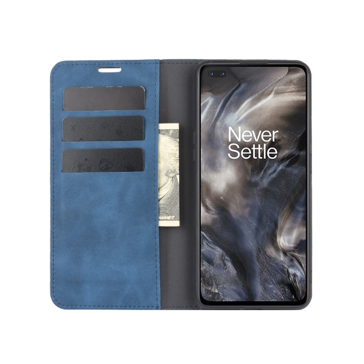 For OnePlus Nord Retro-skin Business Magnetic Suction Leather Case with Holder & Card Slots & Wallet(Dark Blue) - OnePlus Cases by PMC Jewellery | Online Shopping South Africa | PMC Jewellery