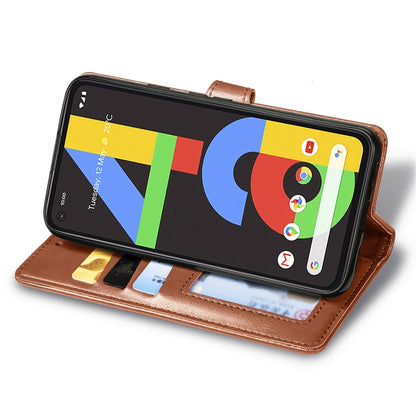 For Google Pixel 4A Retro Solid Color Leather Buckle Phone Case with Lanyard & Photo Frame & Card Slot & Wallet & Stand Function(Brown) - Google Cases by PMC Jewellery | Online Shopping South Africa | PMC Jewellery | Buy Now Pay Later Mobicred