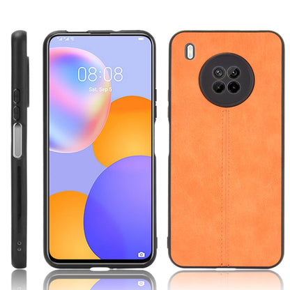 For Huawei Y9a Shockproof Sewing Cow Pattern Skin PC + PU + TPU Case(Orange) - Huawei Cases by PMC Jewellery | Online Shopping South Africa | PMC Jewellery