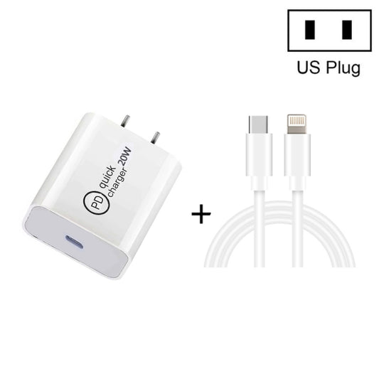 SDC-20W 2 in 1 PD 20W USB-C / Type-C Travel Charger + 3A PD3.0 USB-C / Type-C to 8 Pin Fast Charge Data Cable Set, Cable Length: 2m, US Plug - USB Charger by PMC Jewellery | Online Shopping South Africa | PMC Jewellery | Buy Now Pay Later Mobicred