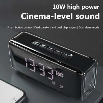 T&G TG174 TWS Mmirror Bluetooth Speaker, Support Alarm Clock / Time & Temperature Display / Micro SD Card / FM / MP3(Gray) - Desktop Speaker by T&G | Online Shopping South Africa | PMC Jewellery | Buy Now Pay Later Mobicred