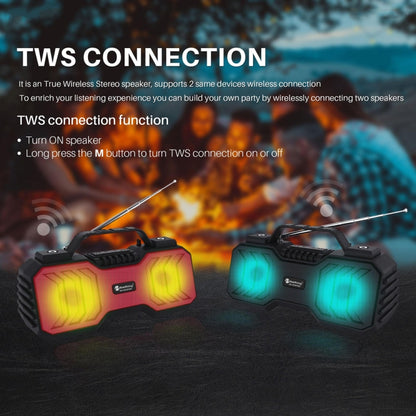 NewRixing NR-2029FMD TWS LED Flashlight Bluetooth Speaker, Support TF Card / FM / 3.5mm AUX / U Disk / Hands-free Calling(Qrange) - Desktop Speaker by NewRixing | Online Shopping South Africa | PMC Jewellery | Buy Now Pay Later Mobicred