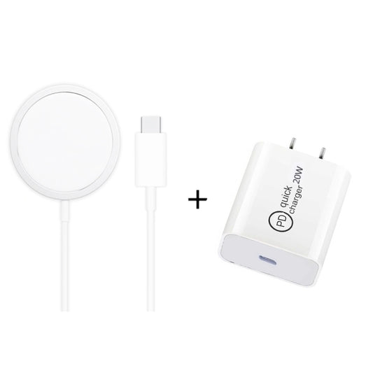 XJ-31 2 in 1 15W Magnetic Wireless Charger + PD 20W USB-C / Type-C Travel Charger Set for iPhone Series, Plug Size:US Plug - Wireless Charger by PMC Jewellery | Online Shopping South Africa | PMC Jewellery | Buy Now Pay Later Mobicred