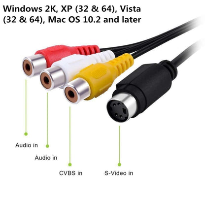 USB to RCA Cable 60+ Supports Vista 64 / Win 7 / Win 8 / Win 10 / Mac OS - RCA Cable by PMC Jewellery | Online Shopping South Africa | PMC Jewellery | Buy Now Pay Later Mobicred