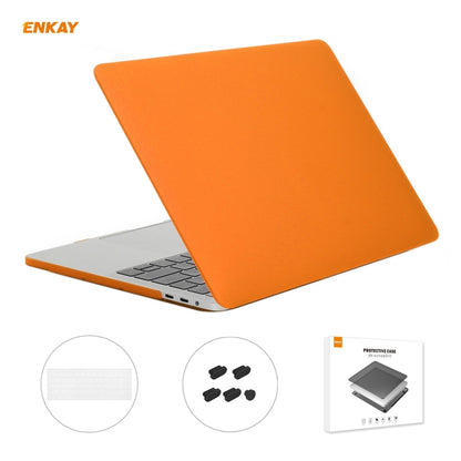 ENKAY 3 in 1 Matte Laptop Protective Case + US Version TPU Keyboard Film + Anti-dust Plugs Set for MacBook Pro 13.3 inch A1708 (without Touch Bar)(Orange) - MacBook Pro Cases by ENKAY | Online Shopping South Africa | PMC Jewellery | Buy Now Pay Later Mobicred