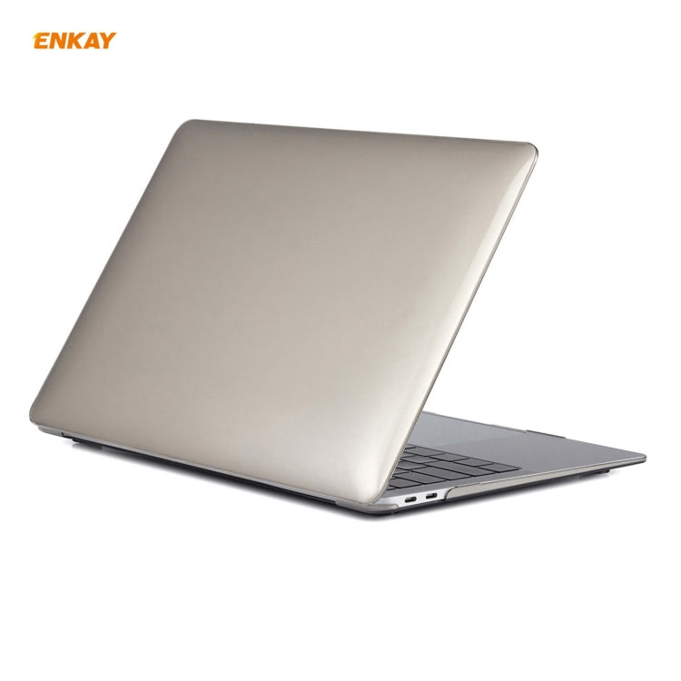 For MacBook Air 13.3 inch A1932 2018 ENKAY 3 in 1 Crystal Laptop Protective Case and EU Version TPU Keyboard Film and Anti-dust Plugs Set(Grey) - MacBook Air Cases by ENKAY | Online Shopping South Africa | PMC Jewellery | Buy Now Pay Later Mobicred