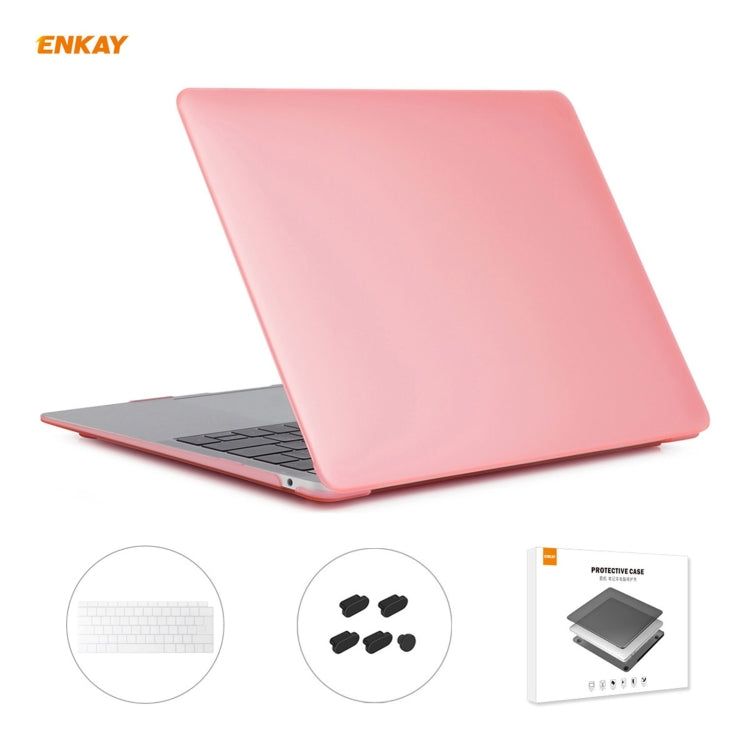 ENKAY 3 in 1 Matte Laptop Protective Case + EU Version TPU Keyboard Film + Anti-dust Plugs Set for MacBook Air 13.3 inch A1932 (2018)(Pink) - MacBook Air Cases by ENKAY | Online Shopping South Africa | PMC Jewellery | Buy Now Pay Later Mobicred